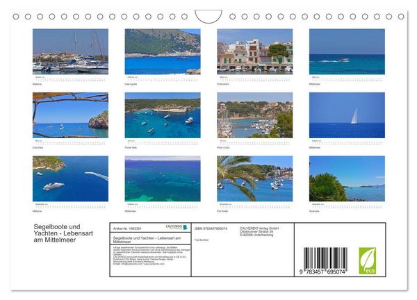 Produktbild: Segelboote und Yachten - Lebensart am Mittelmeer (Wandkalender 2026 DIN A4 quer), CALVENDO Monatskalender
