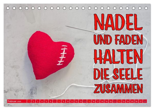 Produktbild: Nadel und Faden - N&auml;hen mit coolen Spr&uuml;chen (Tischkalender 2026 DIN A5 quer), CALVENDO Monatskalender