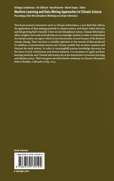 Produktbild: Machine Learning and Data Mining Approaches to Climate Science