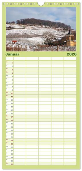 Produktbild: Familienplaner 2026 - Liebliche Bergstra&szlig;e - Burgen, Wein und Fachwerk mit 5 Spalten (Wandkalender, 21 x 45 cm) CALVENDO