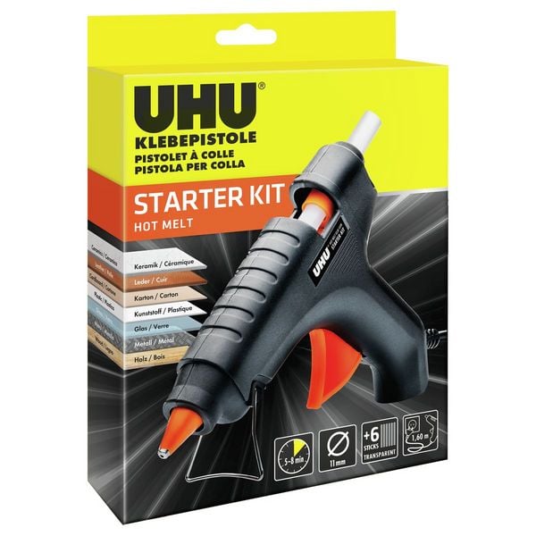 Produktbild: UHU Klebepistole Starter Kit Hot melt mit 6 Patronen Faltschachtel
