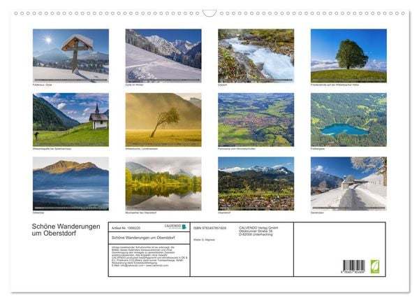 Produktbild: Sch&ouml;ne Wanderungen um Oberstdorf (Wandkalender 2026 DIN A2 quer), CALVENDO Monatskalender