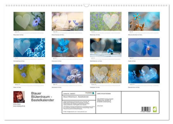 Produktbild: Blauer Bl&uuml;tentraum - Bastelkalender (Wandkalender 2026 DIN A2 quer), CALVENDO Monatskalender