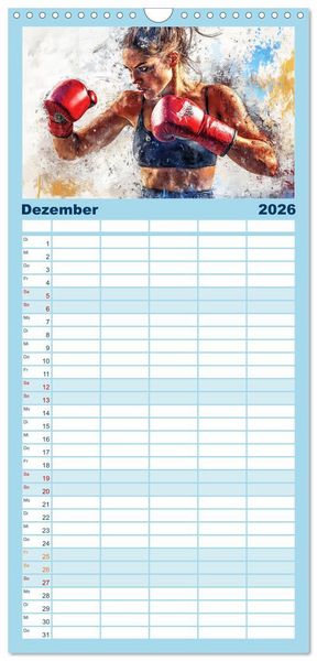Produktbild: Familienplaner 2026 - Kunst des Sports mit 5 Spalten (Wandkalender, 21 x 45 cm) CALVENDO