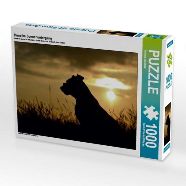 CALVENDO Puzzle Hund im Sonnenuntergang | 1000 Teile Lege-Größe 64 × 48 cm Foto-Puzzle für glückliche Stunden