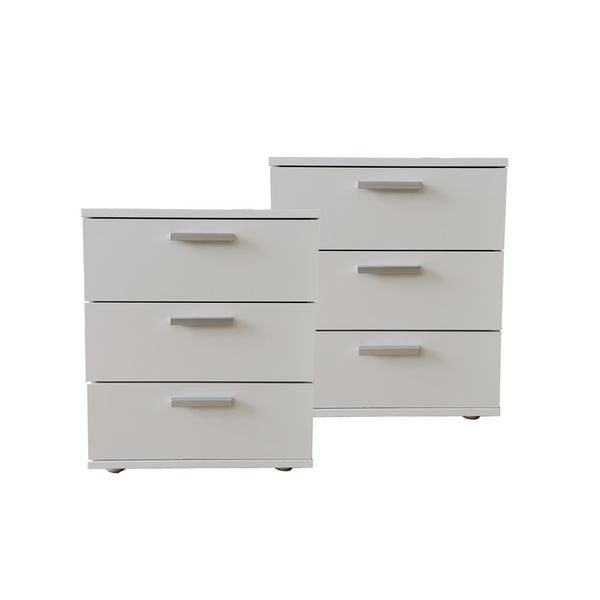 Produktbild: HTI-Living Nachtkonsole Nachtschrank Nina 3 Wei&szlig; 2er-Set