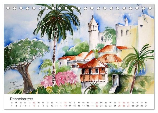 Produktbild: Aquarelle - quer durch Europa (Tischkalender 2026 DIN A5 quer), CALVENDO Monatskalender