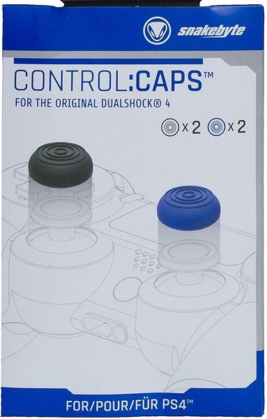 Snakebyte - control:caps - Aufsätze für Dualshock 4 Controller (2x schwarz/2x blau)