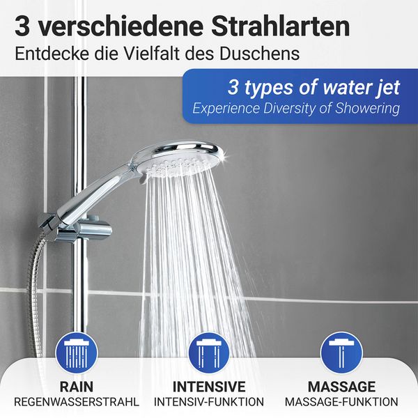 Produktbild: Duschkopf Watersaving Chrom &Oslash; 11 cm, Universal-Handbrause mit Wasserspar-System