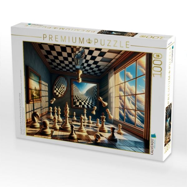 Produktbild: CALVENDO Puzzle Schachgefl&uuml;ster im Raum der Illusionen: Das Spiel, das Realit&auml;t verbiegt | 1000 Teile Lege-Gr&ouml;&szlig;e 64x48cm Foto-Puzzle f&uuml;r gl&uuml;ckliche Stunden