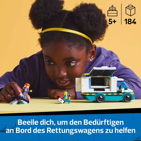 Produktbild: LEGO City Rettungswagen - Bauspielzeug f&uuml;r Kleinkinder ab 5 Jahren 60451