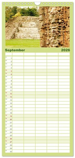Produktbild: Familienplaner 2026 - Alte Kulturen Mittel- und S&uuml;damerikas: Versunkene Welten mit 5 Spalten (Wandkalender, 21 x 45 cm) CALVENDO