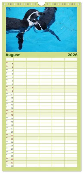 Produktbild: Familienplaner 2026 - Pinguine 2026 mit 5 Spalten (Wandkalender, 21 x 45 cm) CALVENDO