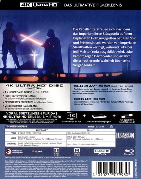 Produktbild: Star Wars - Das Imperium schl&auml;gt zur&uuml;ck (4K Ultra HD) (+ Blu-ray 2D) (+ Bonus-Blu-ray)