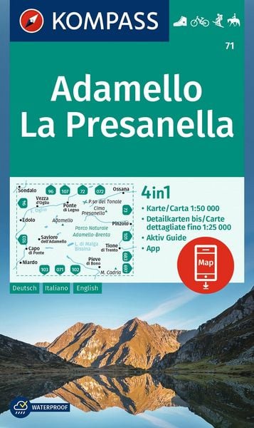 Produktbild: KOMPASS Wanderkarte 71 Adamello, La Presanella 1:50.000