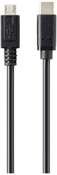 Produktbild: Renkforce USB-Kabel USB 2.0 USB-C&reg; Stecker, USB-Micro-B Stecker 1.00 m Schwarz Rund RF-5719754