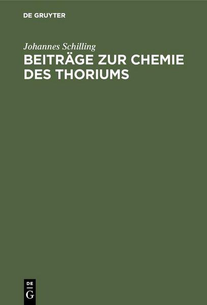 Produktbild: Beitr&auml;ge zur Chemie des Thoriums