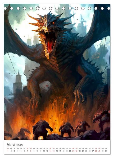 Produktbild: Medieval Drakes (Desk Calendar 2026 DIN A5 portrait), CALVENDO 12 Month DeskCalendar