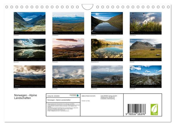 Produktbild: Norwegen - Alpine Landschaften (Wandkalender 2026 DIN A4 quer), CALVENDO Monatskalender