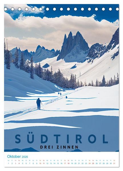 Produktbild: S&uuml;dtirol - Old School Poster Style (Tischkalender 2026 DIN A5 hoch), CALVENDO Monatskalender