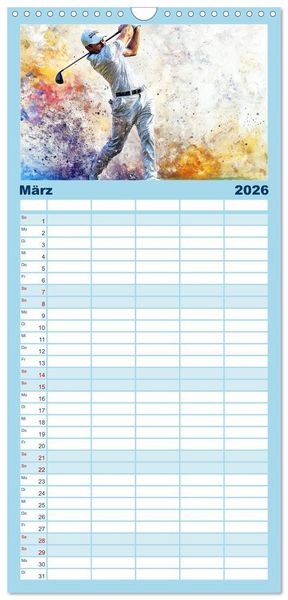 Produktbild: Familienplaner 2026 - Kunst des Sports mit 5 Spalten (Wandkalender, 21 x 45 cm) CALVENDO