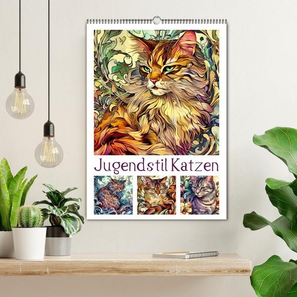 Produktbild: Jugendstil Katzen (Wandkalender 2026 DIN A2 hoch), CALVENDO Monatskalender