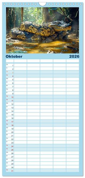 Produktbild: Familienplaner 2026 - Reise in die Urzeit mit 5 Spalten (Wandkalender, 21 x 45 cm) CALVENDO