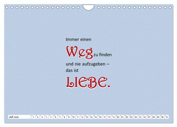 Produktbild: Zitate und Spr&uuml;che In Sachen LIEBE (Wandkalender 2026 DIN A4 quer), CALVENDO Monatskalender