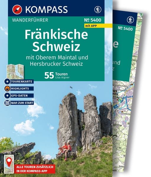 Produktbild: KOMPASS Wanderführer Fränkische Schweiz mit Oberem Maintal und Hersbrucker Schweiz, 55 Touren mit Extra-Tourenkarte