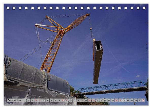 Produktbild: Die Saalequerung Salzm&uuml;nde &ndash; Br&uuml;ckenbau der A143 (Tischkalender 2026 DIN A5 quer), CALVENDO Monatskalender