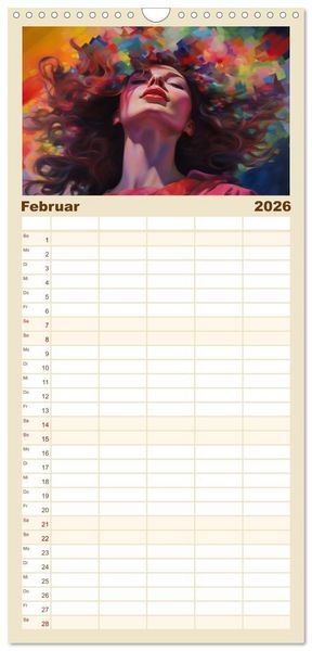 Produktbild: Familienplaner 2026 - Popart Prinzessin mit 5 Spalten (Wandkalender, 21 x 45 cm) CALVENDO