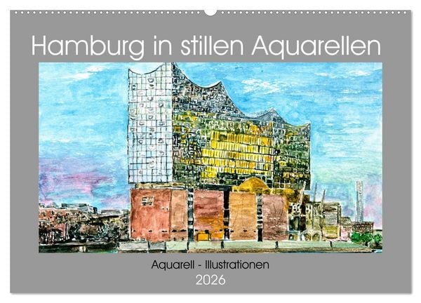 Produktbild: Hamburg in stillen Aquarellen (Wandkalender 2026 DIN A2 quer), CALVENDO Monatskalender