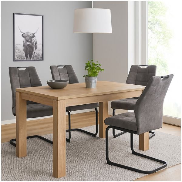 Produktbild: HTI-Living Modernes 4er Set hellbraune Schwingst&uuml;hle f&uuml;r Esszimmer und K&uuml;che