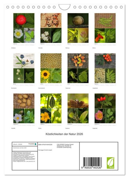 Produktbild: K&ouml;stlichkeiten der Natur 2026 (Wandkalender 2026 DIN A4 hoch), CALVENDO Monatskalender