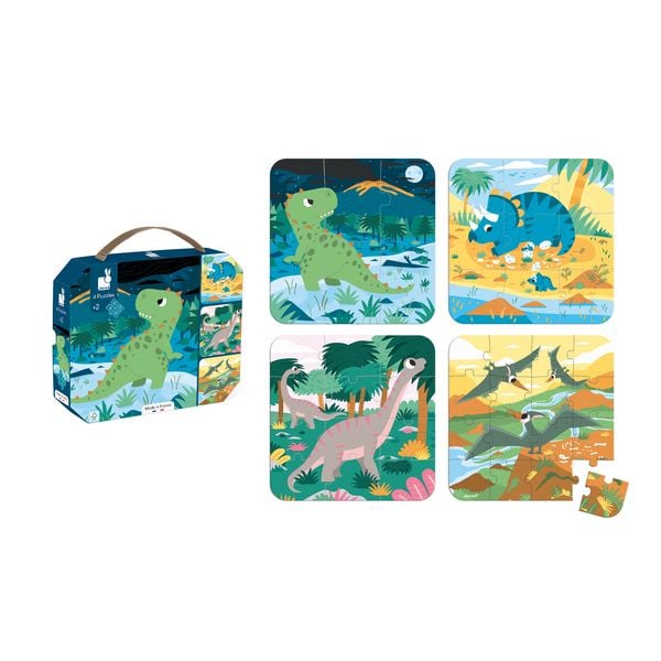 Produktbild: Dino-Abenteuer: 4 Lernpuzzles f&uuml;r kleine Entdecker ab 2 Jahren (6-9-12-16 Teile)