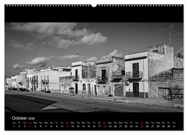 Produktbild: Black and White Sicily (High Quality Premium Wall Calendar 2026 DIN A2 landscape),CALVENDO 12 Month Wall Calendar