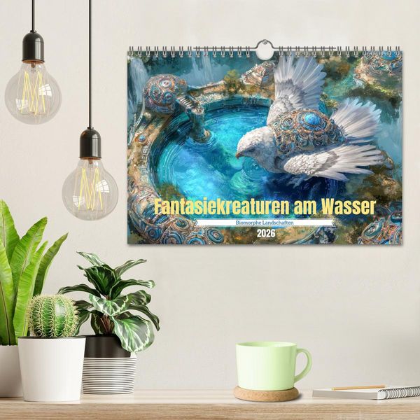 Produktbild: Fantasiekreaturen am Wasser - Biomorphe Landschaften (Wandkalender 2026 DIN A4 quer), CALVENDO Monatskalender