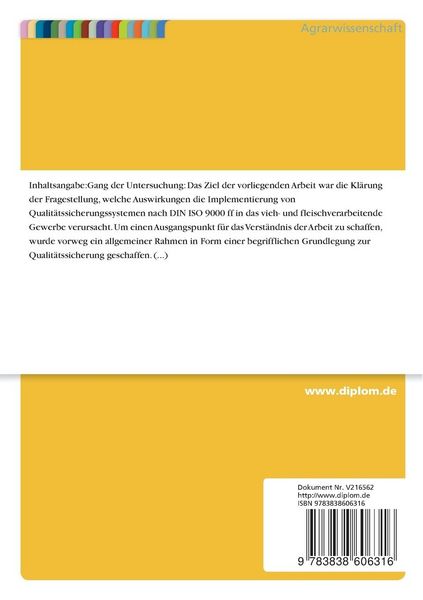 Produktbild: Implementierung der ISO 9000 ff. im vieh- und fleischverarbeitenden Gewerbe und deren Auswirkungen