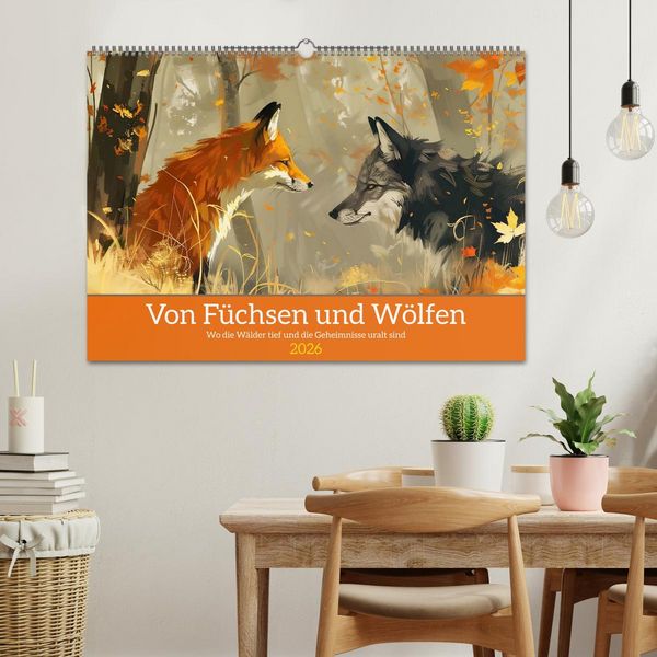 Produktbild: Von F&uuml;chsen und W&ouml;lfen (Wandkalender 2026 DIN A2 quer), CALVENDO Monatskalender