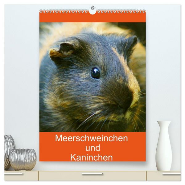 Meerschweinchen und Kaninchen Familienplaner (hochwertiger Premium Wandkalender 2026 DIN A2 hoch), Kunstdruck in Hochglanz