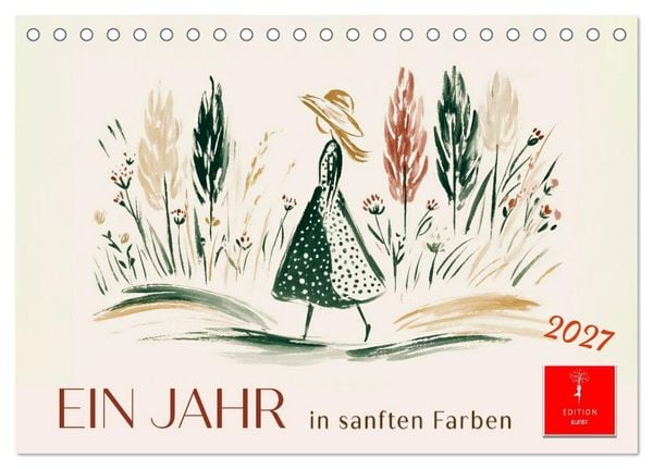 Ein Jahr in sanften Farben (Tischkalender 2027 DIN A5 quer), CALVENDO Monatskalender