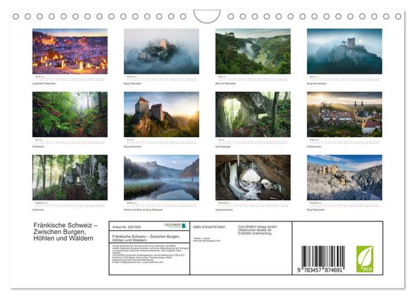 Produktbild: Fr&auml;nkische Schweiz &ndash; Zwischen Burgen, H&ouml;hlen und W&auml;ldern (Wandkalender 2026 DIN A4 quer), CALVENDO Monatskalender