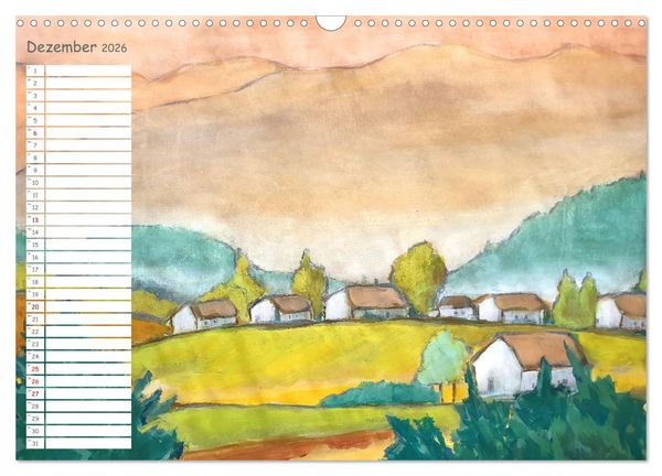 Produktbild: Gemalte Herbsttr&auml;ume - Eine malerische Reise in bunte Herbstlandschaften (Wandkalender 2026 DIN A3 quer), CALVENDO Monatskalender