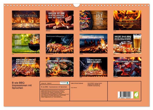 Produktbild: B wie BBQ Impressionen mit Spr&uuml;chen (Wandkalender 2026 DIN A3 quer), CALVENDO Monatskalender