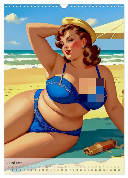 Produktbild: Pin up Girls Hei&szlig;e Kurven mit Retro Charme (Wandkalender 2026 DIN A3 hoch), CALVENDO Monatskalender