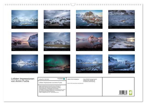Produktbild: Lofoten Impressionen von Armin Fuchs (Wandkalender 2026 DIN A2 quer), CALVENDO Monatskalender