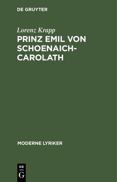 Produktbild: Prinz Emil von Schoenaich-Carolath