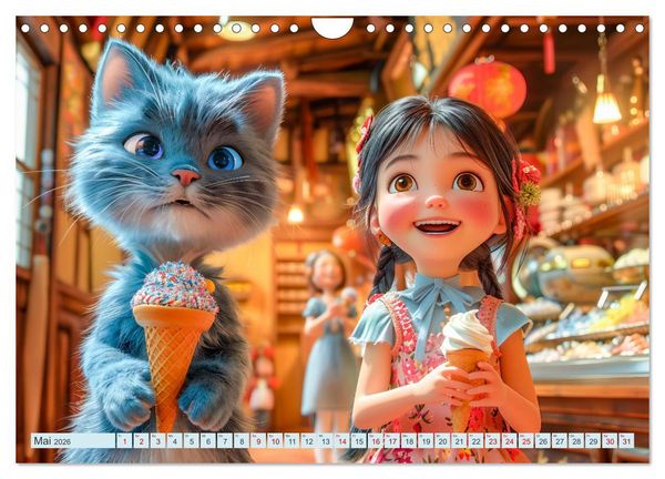 Produktbild: Lina und die Katzen - Magische Abenteuer in niedlichen Szenen (Wandkalender 2026 DIN A4 quer), CALVENDO Monatskalender