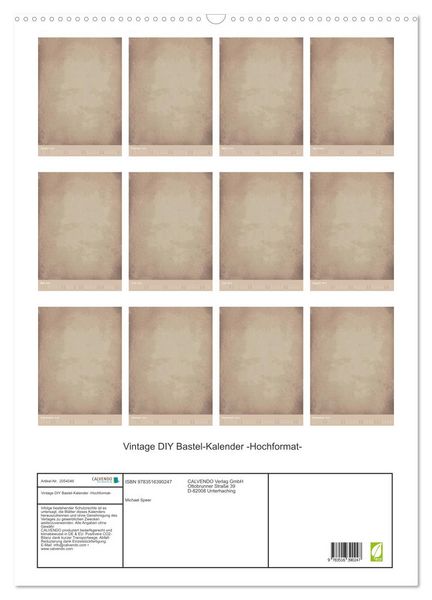 Produktbild: Vintage DIY Bastel-Kalender -Hochformat- (Wandkalender 2026 DIN A2 hoch), CALVENDO Monatskalender