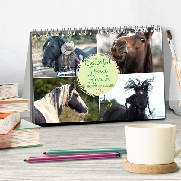Produktbild: Colorful Horse Ranch &ndash; Wo Tinker posen und Ponys l&auml;cheln (Tischkalender 2026 DIN A5 quer), CALVENDO Monatskalender